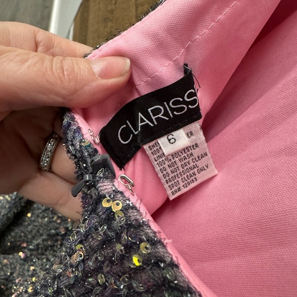 Clarisse 810587 One-Shoulder Sequin Gown Size 6 - Picture 7 of 7